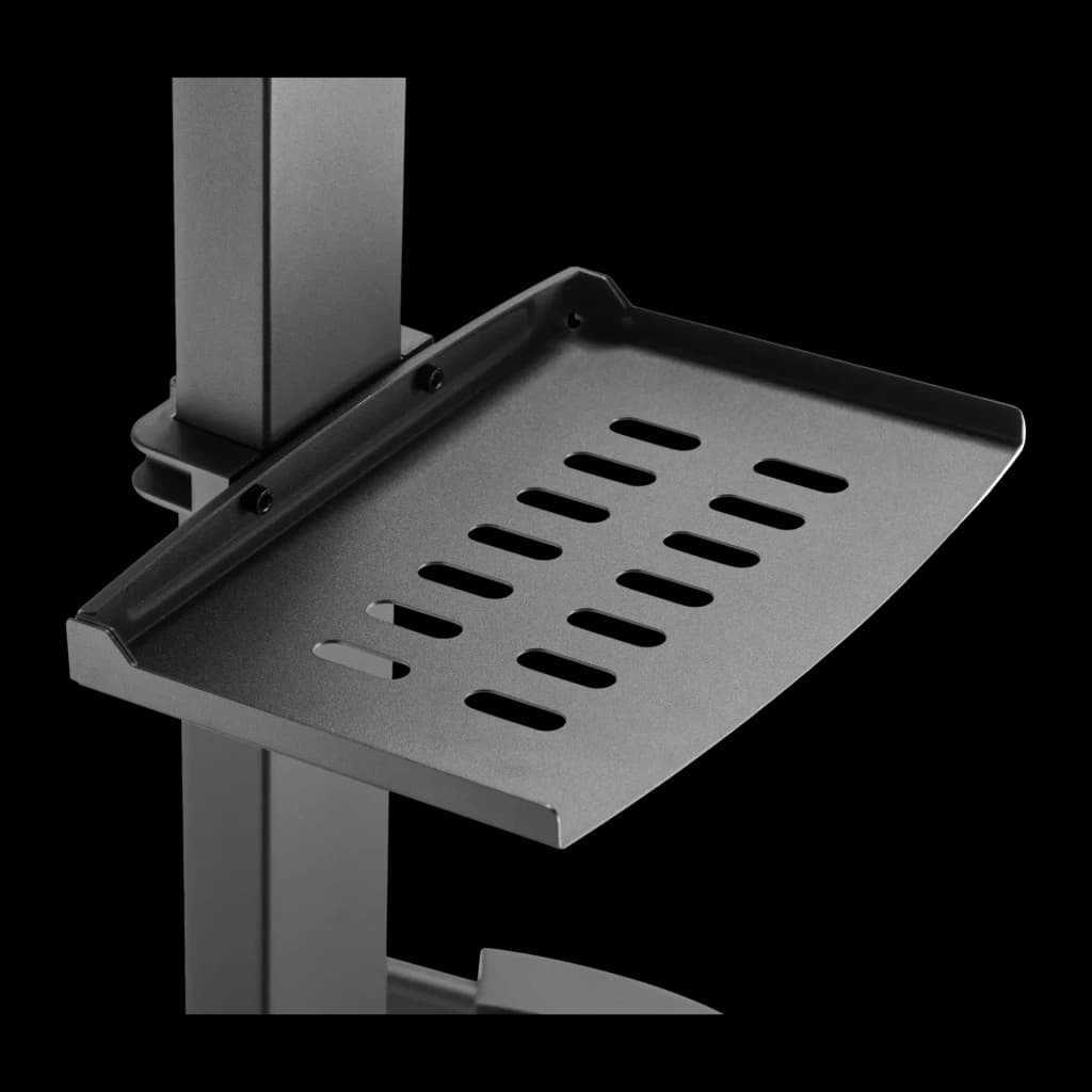 Fonestar STS-4244N support TV motorisé noir, détail: tablette auxiliaire perforée fixée à la colonne centrale