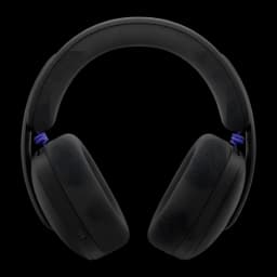 Logitech Auriculares G325 Lightspeed Preto, vista frontal: arco texturizado, almofadas e detalhes azuis nas dobradiças