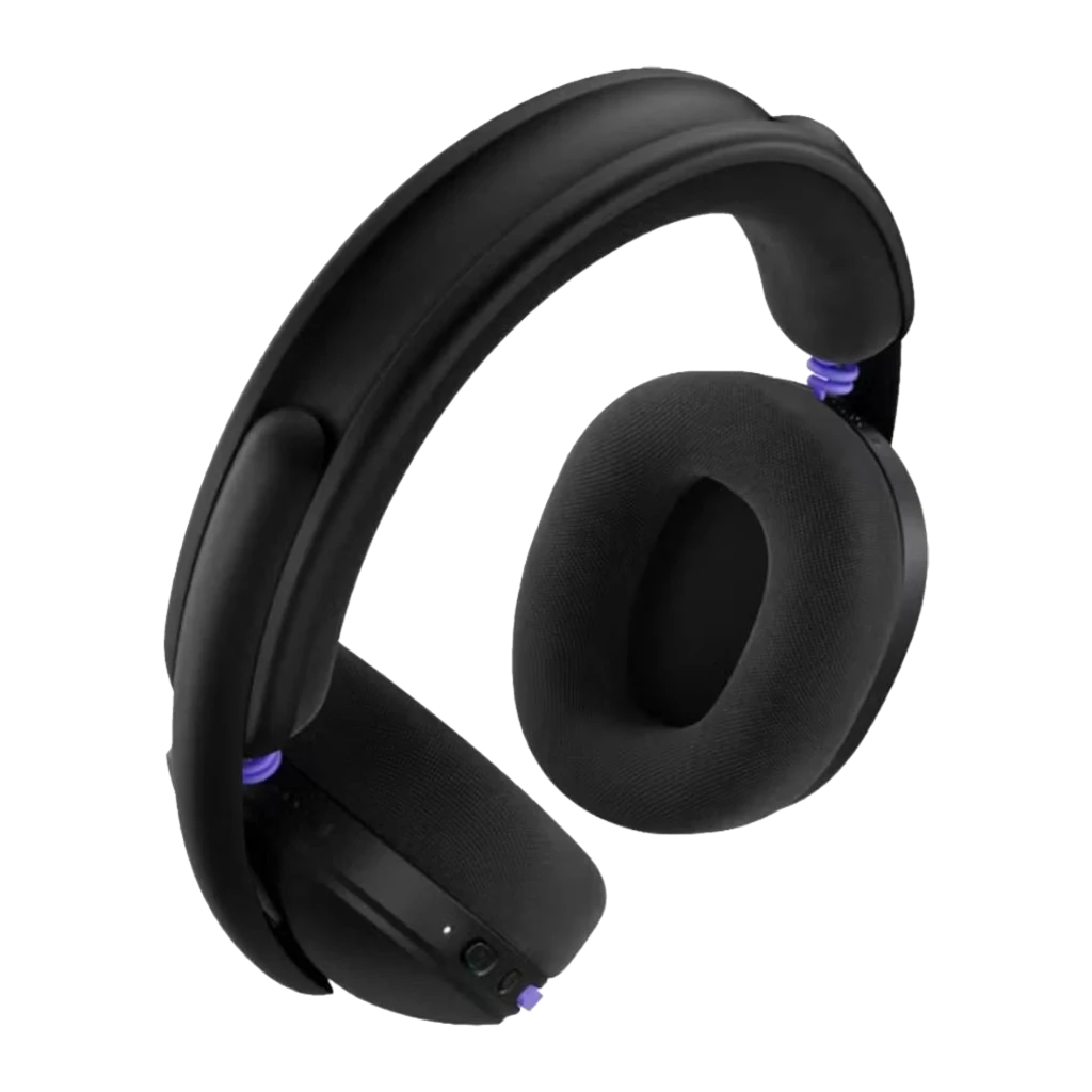 Logitech Casque G325 Lightspeed Noir, vue de face: arceau texturé, coussinets et accents bleus sur les charnières - Ítem3