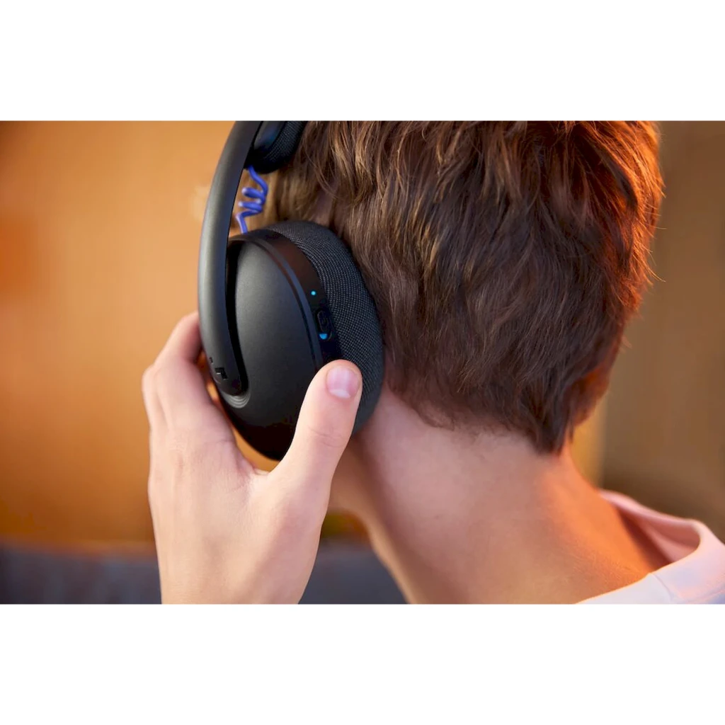 Logitech Casque G325 Lightspeed Noir, vue de face: arceau texturé, coussinets et accents bleus sur les charnières - Ítem6
