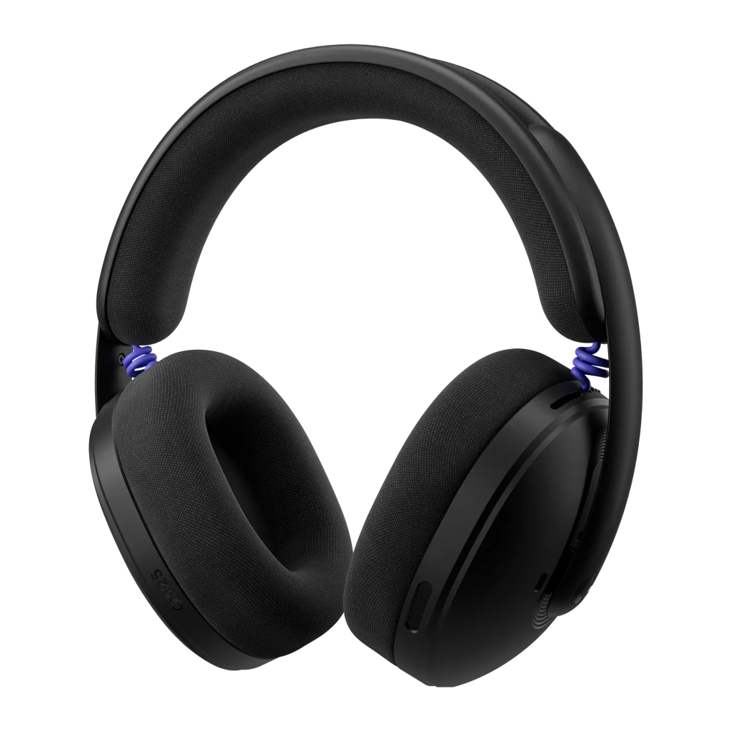 Logitech Casque G325 Lightspeed Noir, vue de face: arceau texturé, coussinets et accents bleus sur les charnières - Ítem1