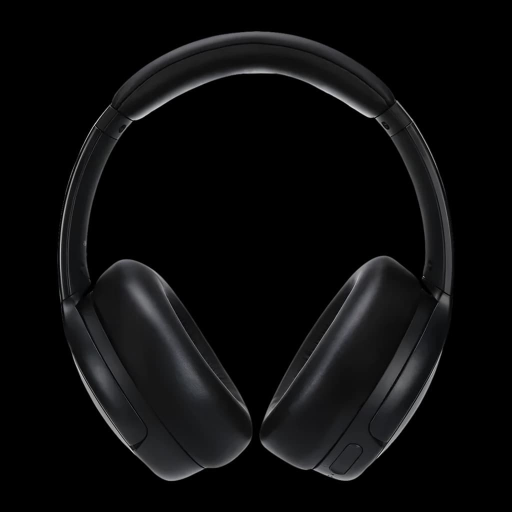 Panasonic RB-M600BE-K Preto, vista frontal: auscultadores over-ear com almofadas acolchoadas e arco sobre fundo escuro