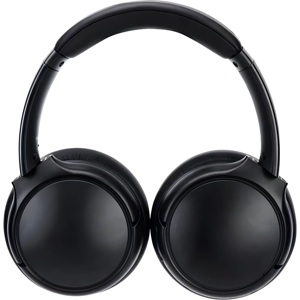 Panasonic RB-M600BE-K Negro, vista frontal: auriculares over-ear con almohadillas acolchadas y diadema sobre fondo oscuro - Ítem2
