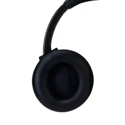 Panasonic RB-M600BE-K Preto, detalhe almofada: almofada em couro sintético e malha interior do auricular esquerdo