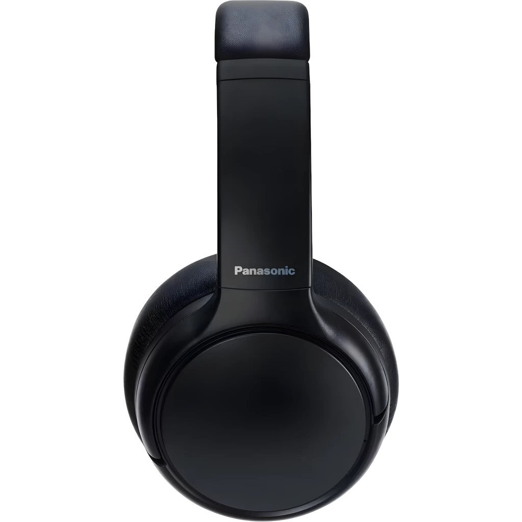 Panasonic RB-M600BE-K Negro, vista frontal: auriculares over-ear con almohadillas acolchadas y diadema sobre fondo oscuro - Ítem3