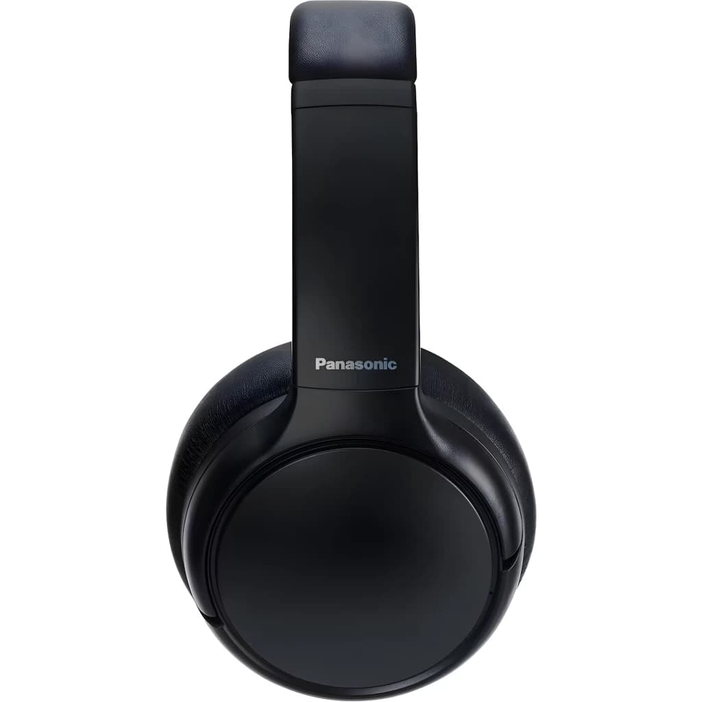 Panasonic RB-M600BE-K Preto, vista lateral: auricular over-ear com logo Panasonic na cápsula e arco acolchoado