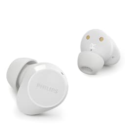 Philips TAT1209WT Blanco, vista par: auricular izquierdo con logo Philips y derecho con contactos dorados de carga