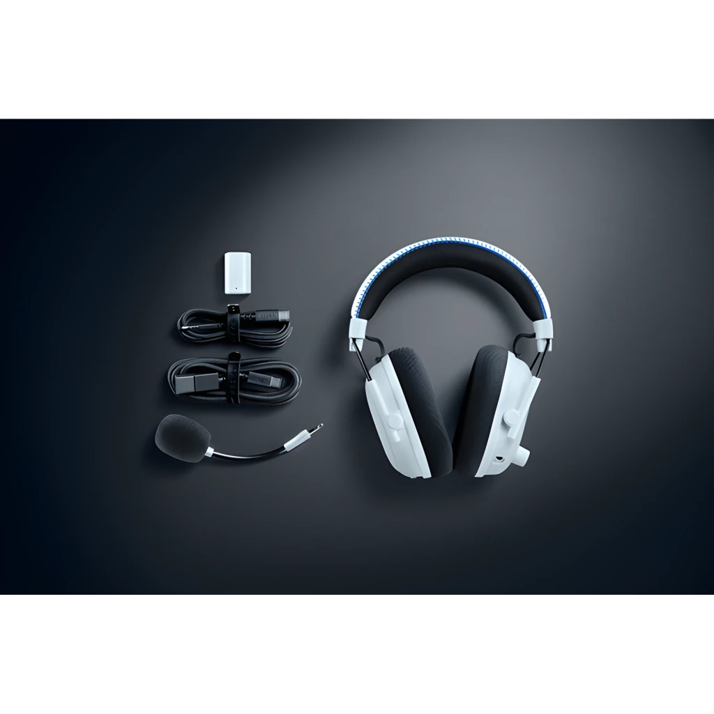 Razer BlackShark V3 Blanco, kit completo: auriculares en ángulo con micrófono, dongle USB inalámbrico y cable incluidos - Ítem4
