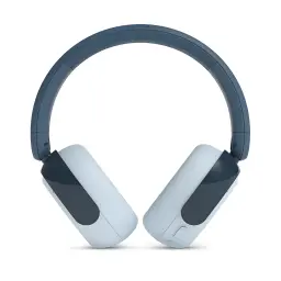 Philips TAK5500RT Bleu, vue de face: arceau bleu foncé, coussinets bleu clair et panneaux tactiles latéraux