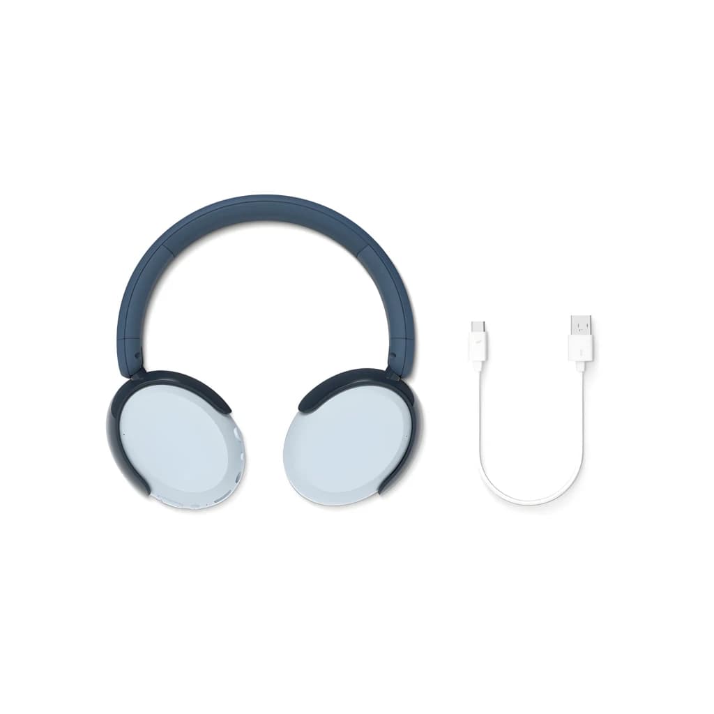 Philips Casque TAK5500RT Sans Fil Bluetooth Bleu, contenu boîte: casque vue de face et câble USB-C inclus