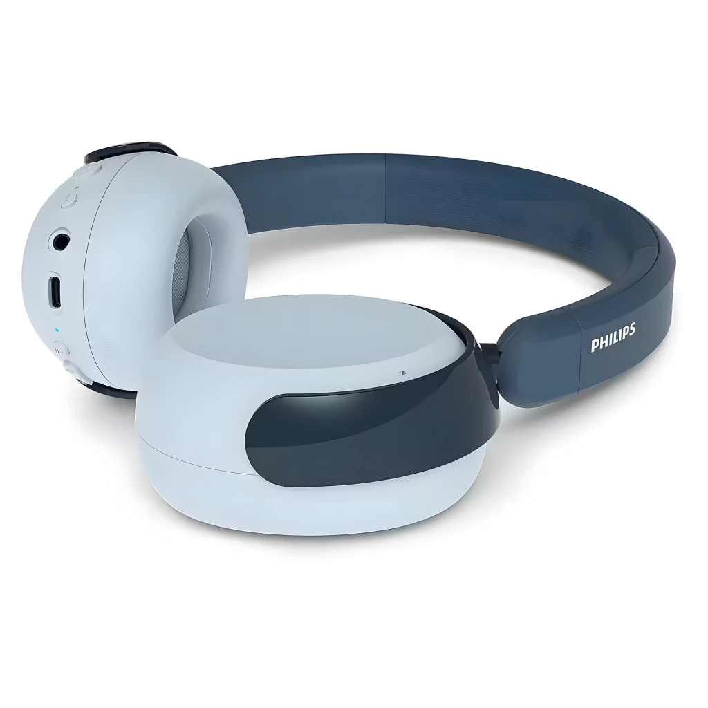 Philips Auriculares TAK5500RT Inalámbricos Bluetooth Azul, vista frontal en ángulo: diadema azul con logo Philips y - Ítem3