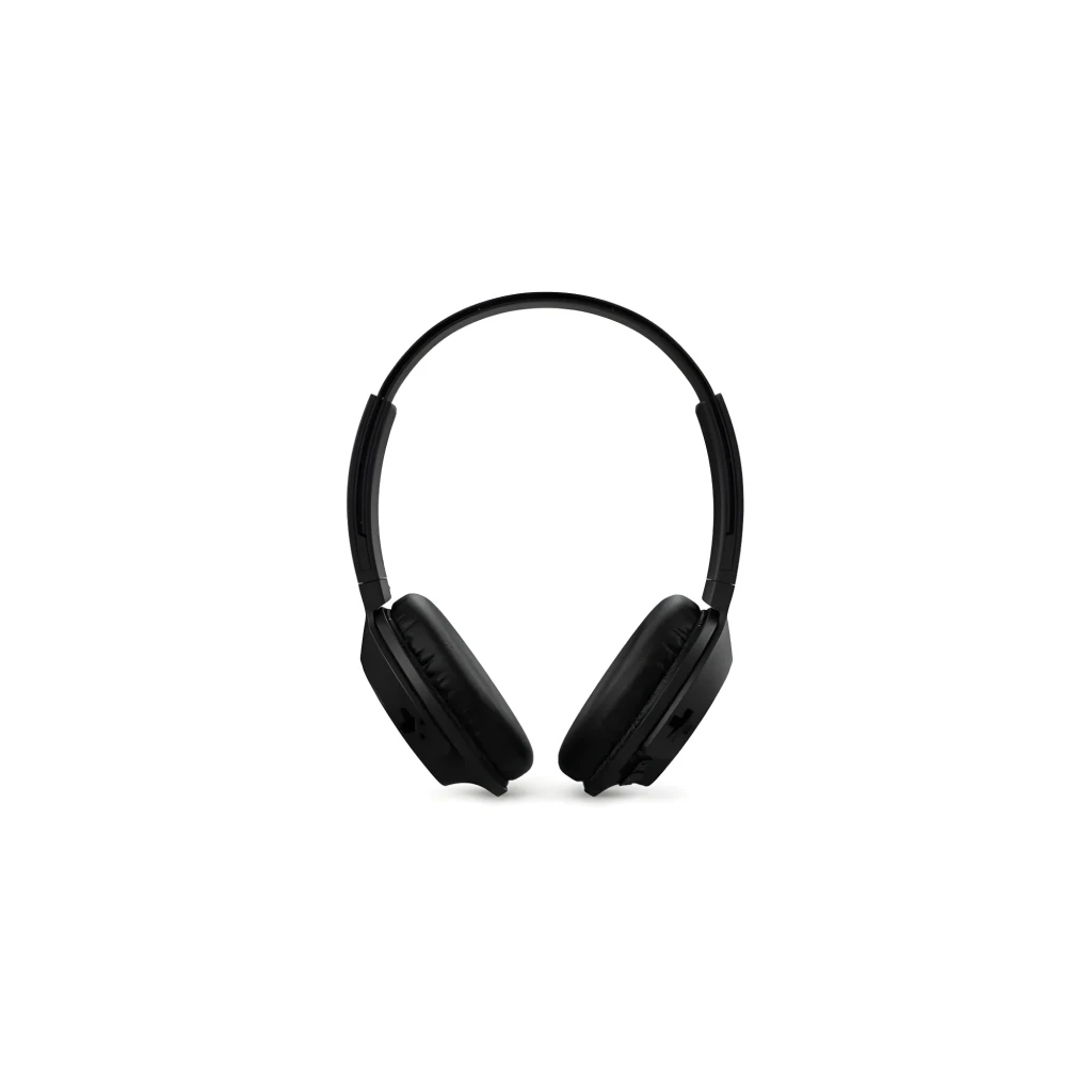 Philips SHB3075 Preto, vista frontal: headphones on-ear sem fio com almofadas e controlos laterais visíveis