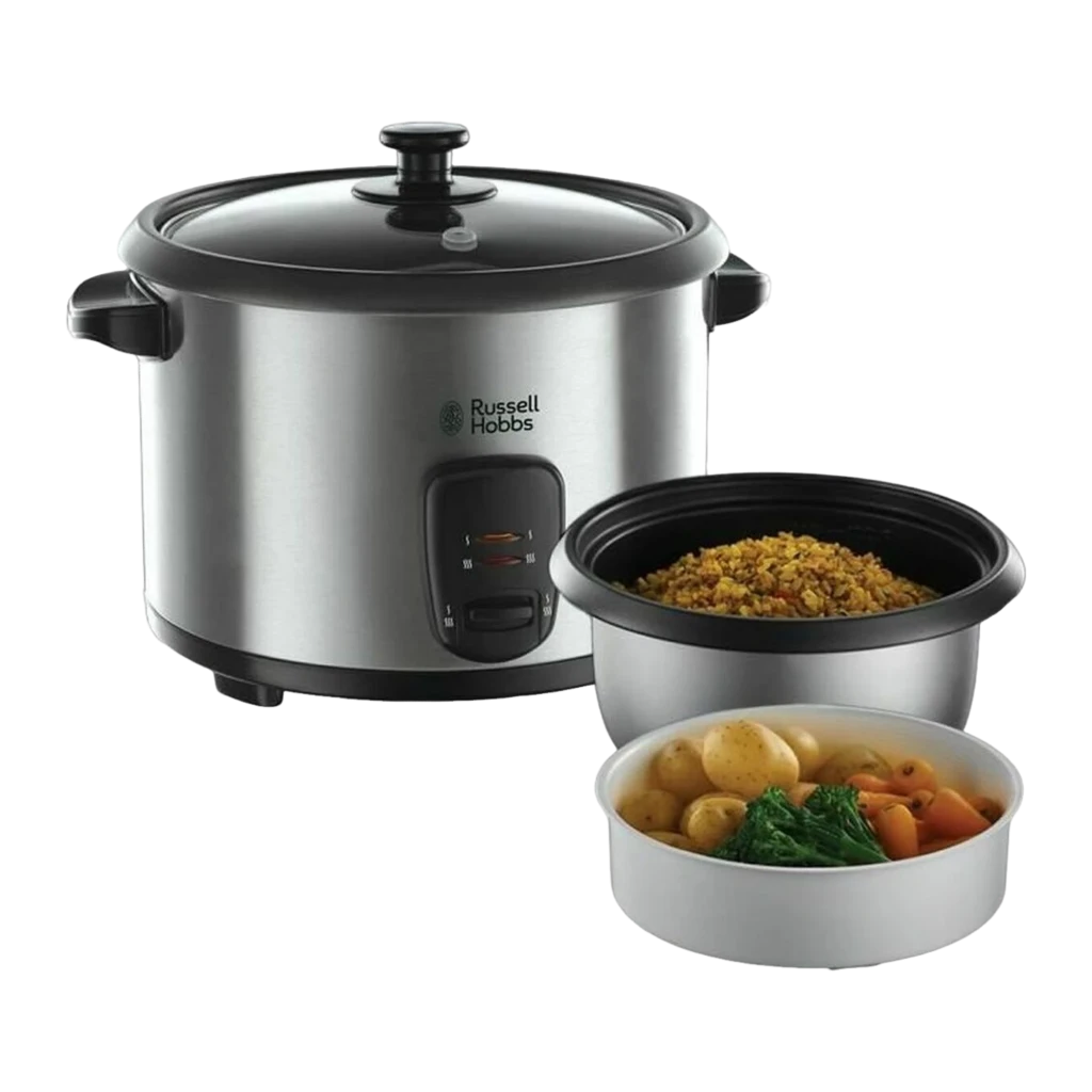 Russell Hobbs Cuiseur à riz 19750-56 1,8 L Acier inoxydable, vue de face: corps brossé, couvercle en verre et panneau de - Ítem1