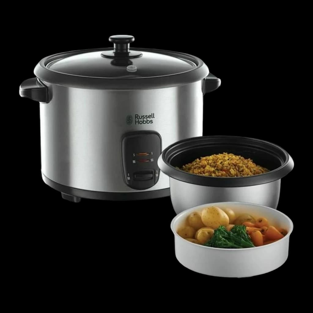 Russell Hobbs Cuiseur à riz 19750-56 1,8 L Acier inoxydable, kit complet: cuiseur avec bol intérieur avec riz et panier