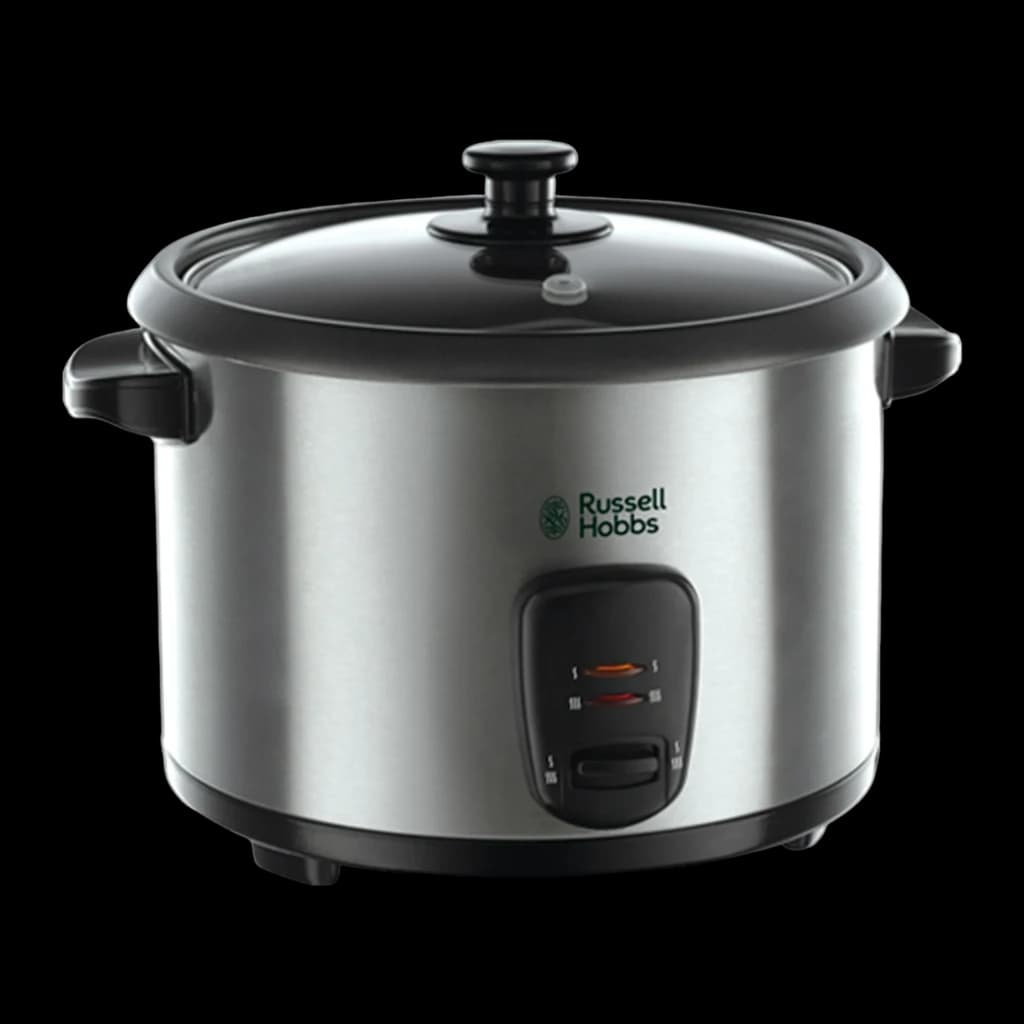 Russell Hobbs Cuiseur à riz 19750-56 1,8 L Acier inoxydable, vue de face: corps brossé, couvercle en verre et panneau de