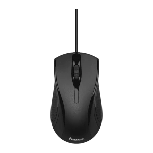 Hama Souris MC-200 filaire noir, vue de dessus: molette centrale et zones texturées latérales