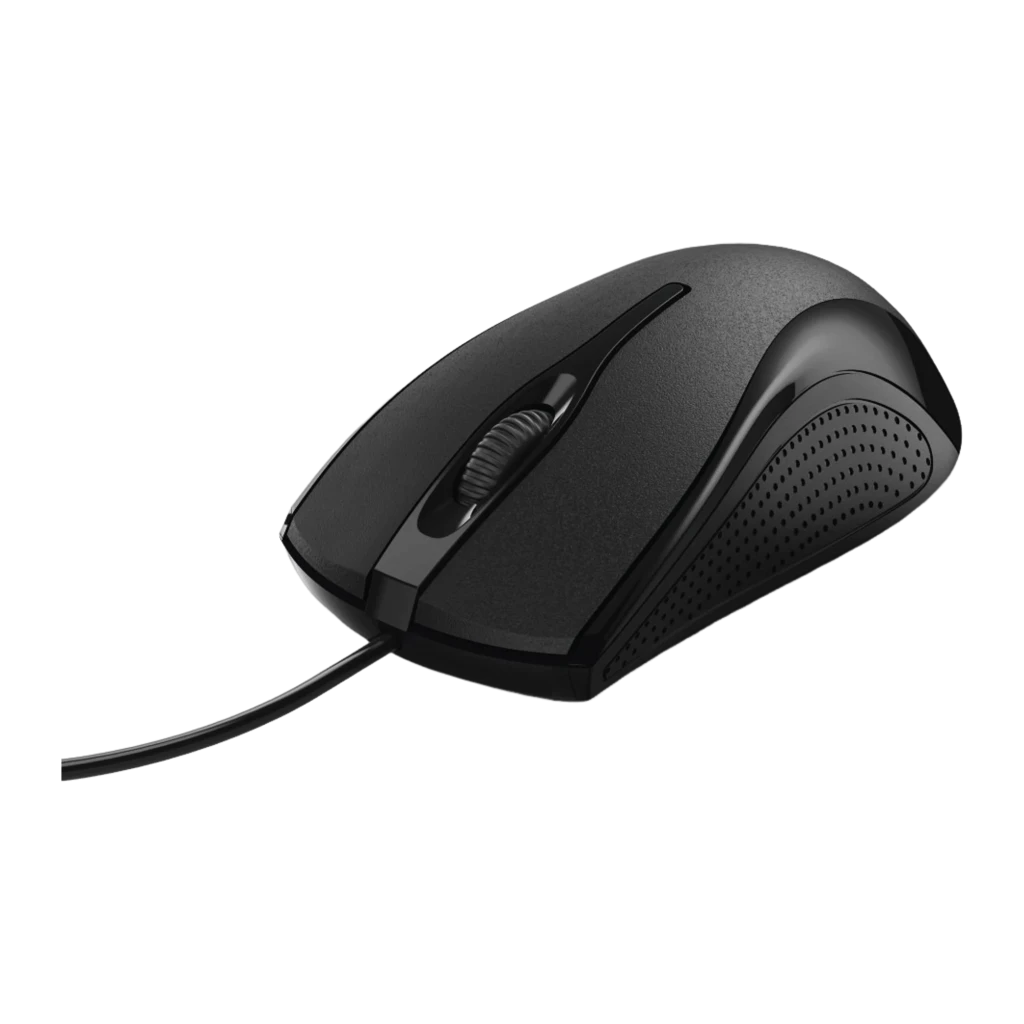 Hama Souris MC-200 filaire noir, vue de dessus: molette centrale et zones texturées latérales - Ítem1