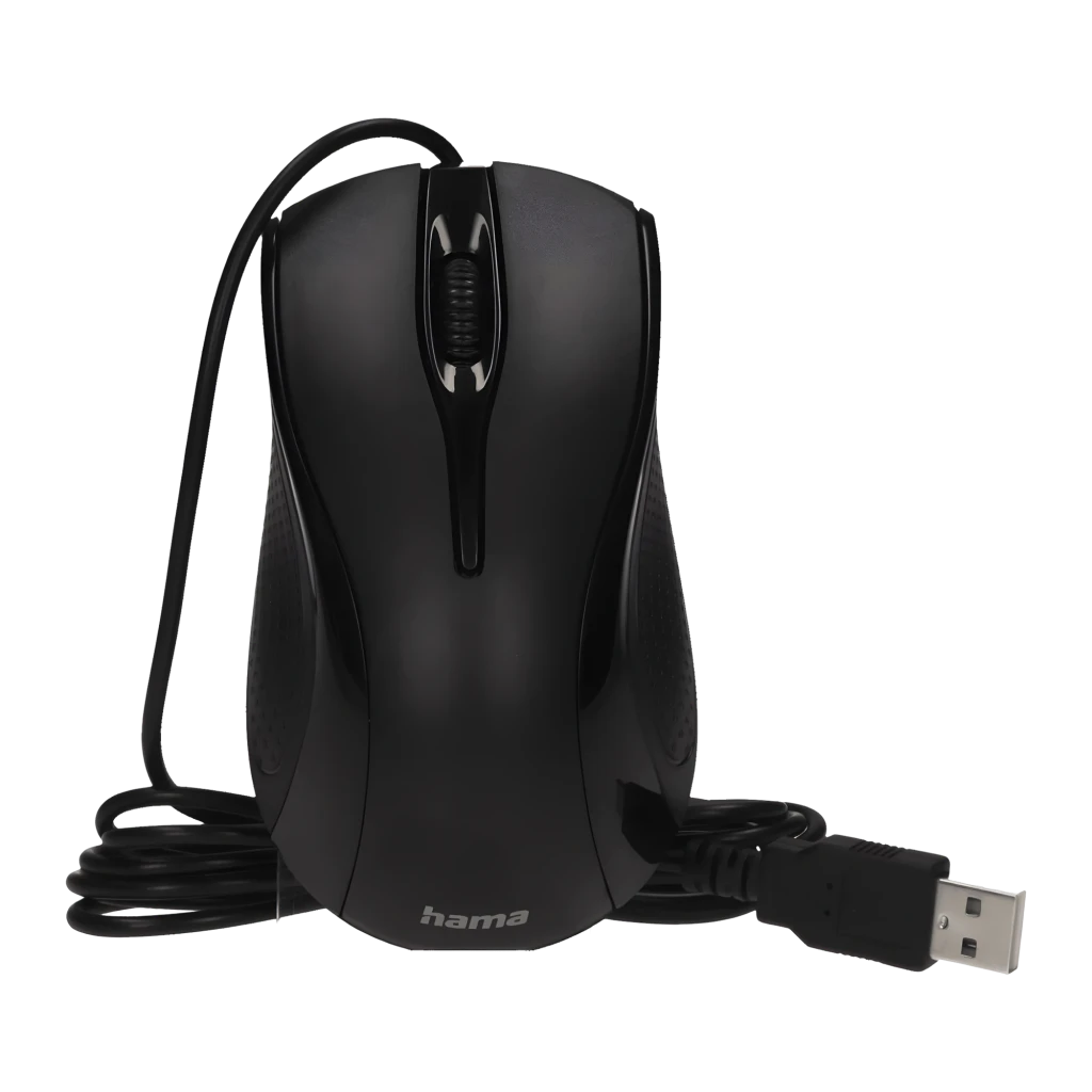 Hama Souris MC-200 filaire noir, vue de dessus: molette centrale et zones texturées latérales - Ítem3