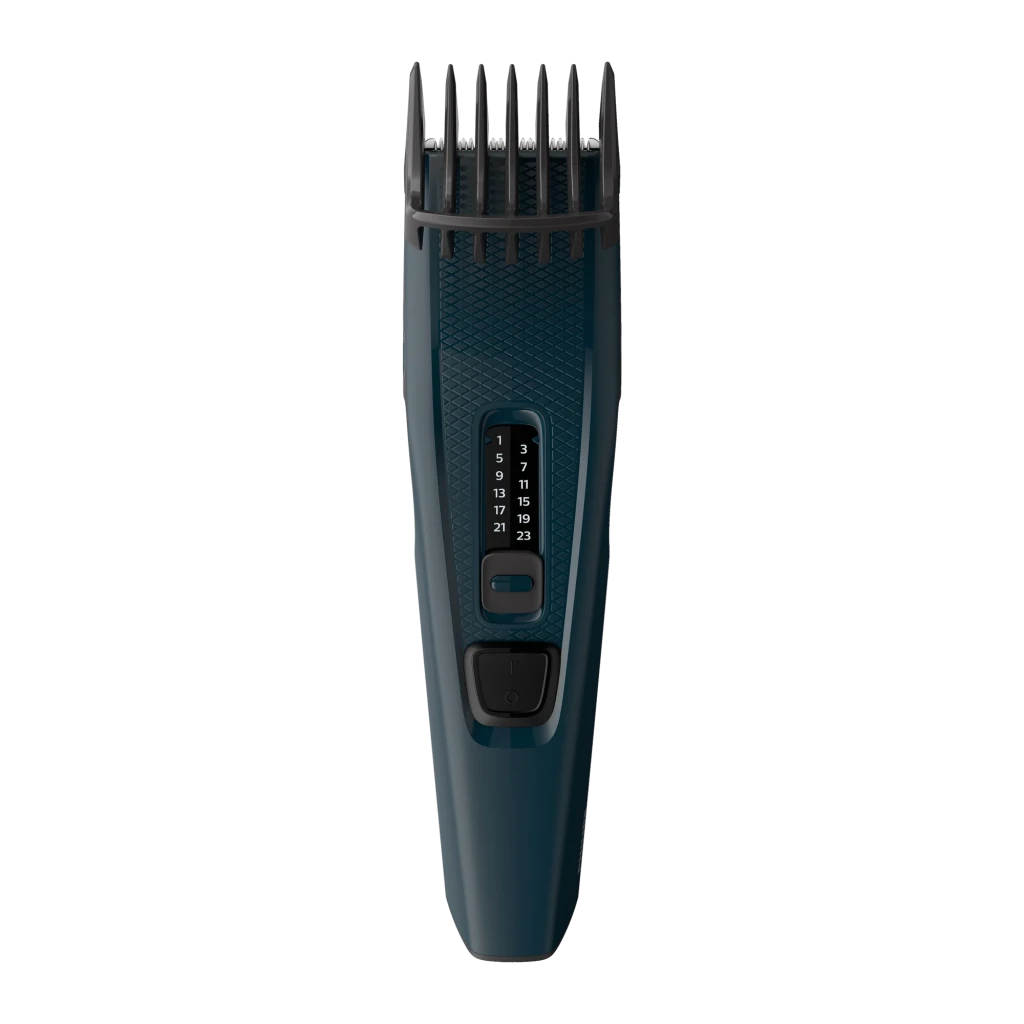 Philips HC3505/15 Series 3000 preto, vista lateral: corta-cabelo com seletor de comprimentos, cabo e pente-guia preto - Item2