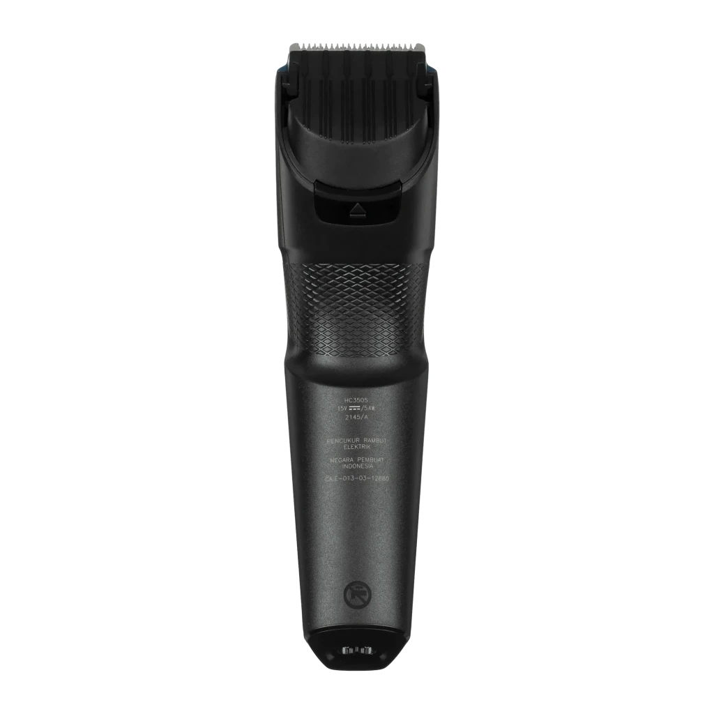 Philips HC3505/15 Series 3000 preto, vista lateral: corta-cabelo com seletor de comprimentos, cabo e pente-guia preto - Item1