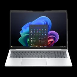 HP EliteBook 8 G1i 16" 512GB argent, vue de face: écran avec menu Démarrer Windows 11 et clavier numérique