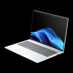HP EliteBook 8 G1i 16" 512GB argent, vue latérale droite en angle: couvercle argenté ouvert et ports latéraux visibles