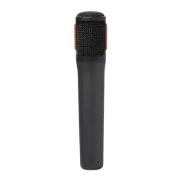 JBL EasySing Mics noir, vue de face: un microphone sans fil noir avec grille métallique et accents orange