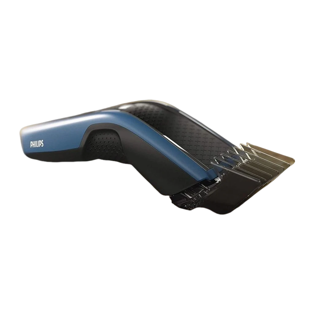 Philips Tondeuse Hairclipper Series 5000 HC5612/15 Noir Bleu, vue de face: tondeuse avec 3 sabots de différentes longueurs - Ítem2