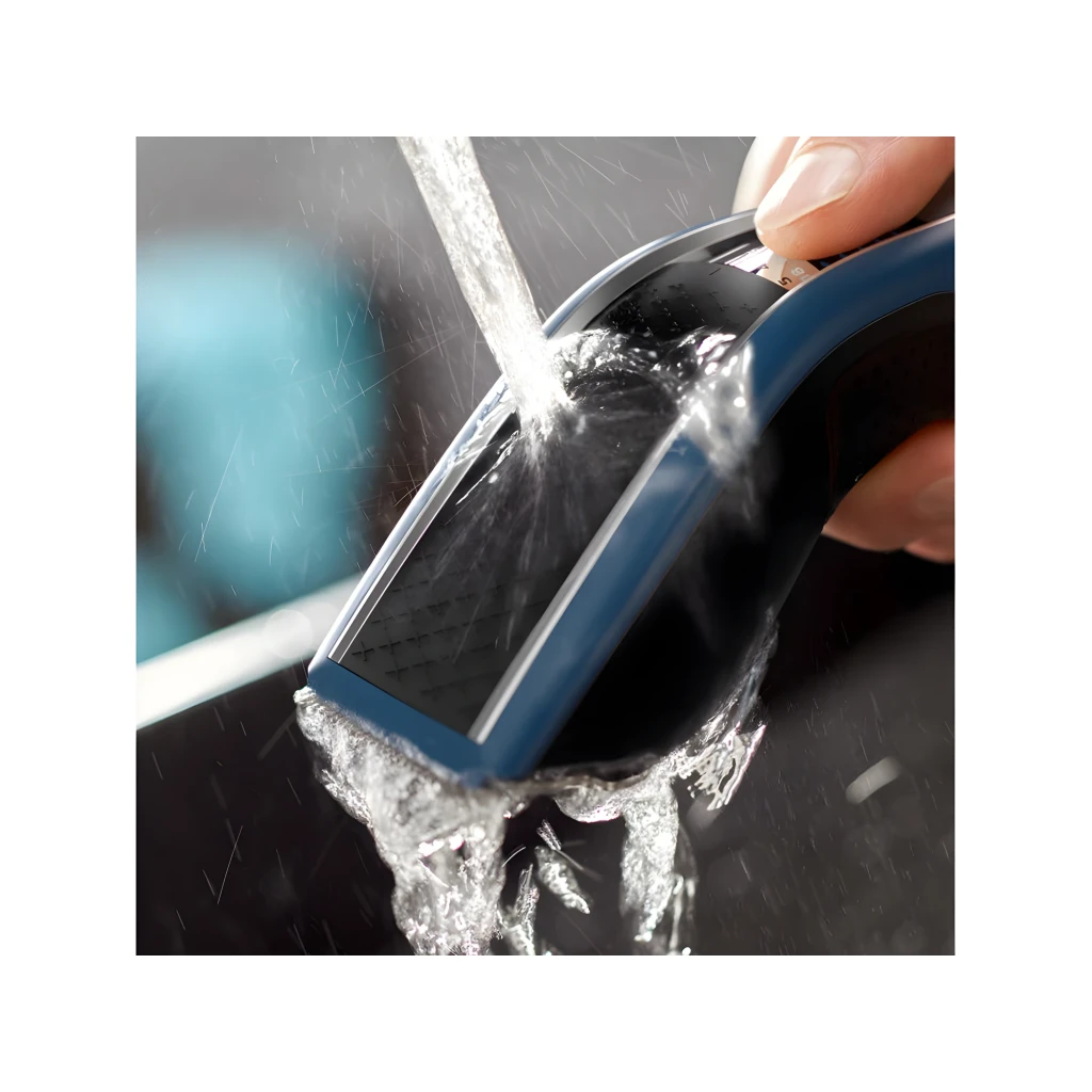 Philips Tondeuse Hairclipper Series 5000 HC5612/15 Noir Bleu, vue de face: tondeuse avec 3 sabots de différentes longueurs - Ítem8