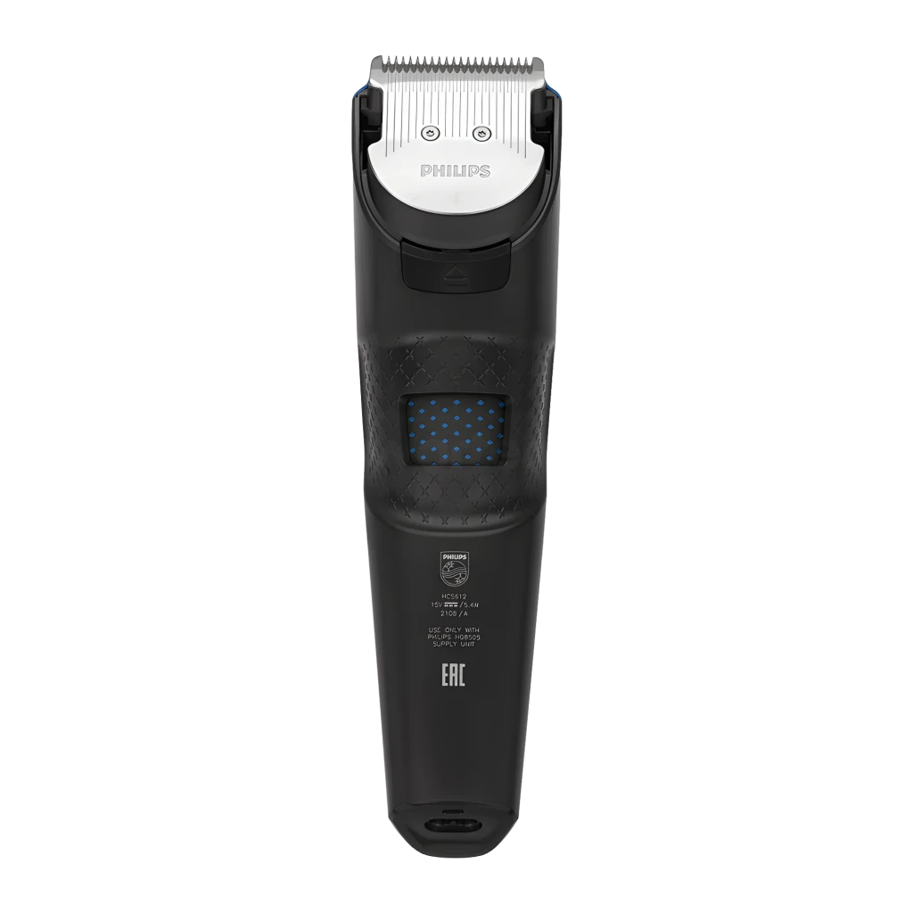 Philips Tondeuse Hairclipper Series 5000 HC5612/15 Noir Bleu, vue de face: tondeuse avec 3 sabots de différentes longueurs - Ítem3