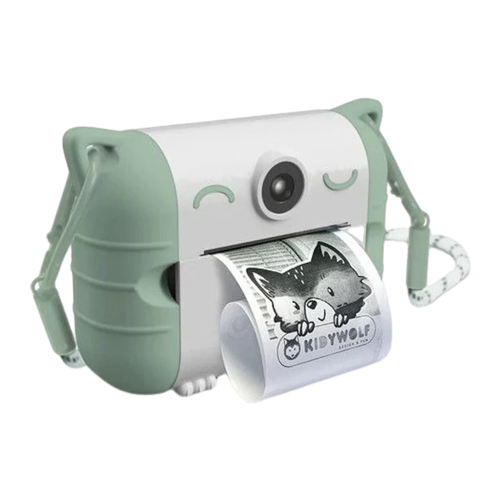 Kidywolf Cámara instantánea 8MP Verde 32GB, frontal: diseño gato con lente central e impresión de foto en papel - Ítem2