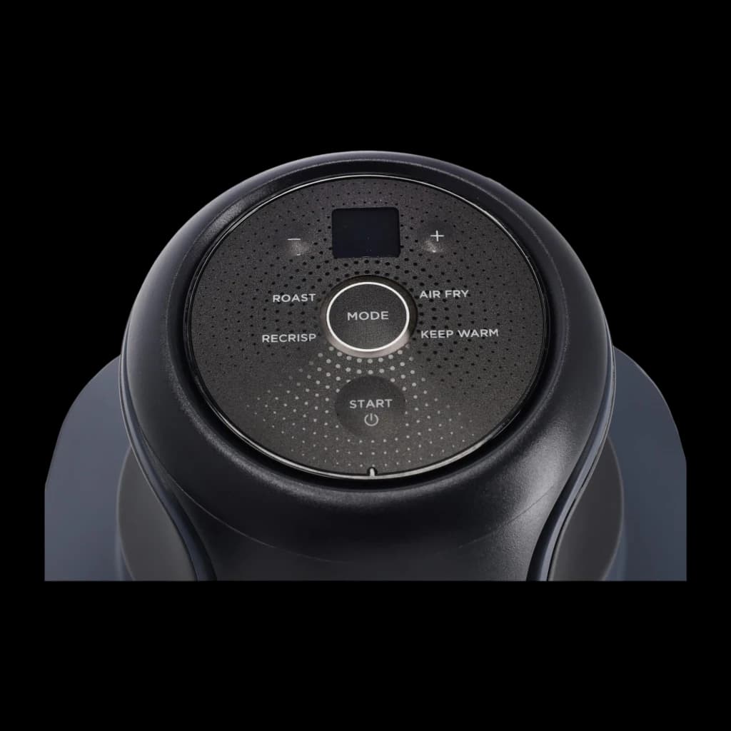 Ninja CRISPi FN101EU 3.8L azul gris transparente, detalle superior: panel de control con botones MODE, START y modos Roast,