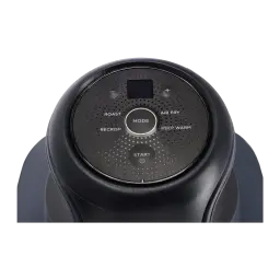 Ninja CRISPi FN101EU 3.8L azul gris transparente, detalle superior: panel de control con botones MODE, START y modos Roast,