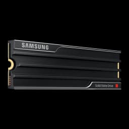 Samsung SSD 9100 Pro 1TB preto, vista lateral: dissipador preto com logo Samsung, conector M.2 dourado e texto Solid State
