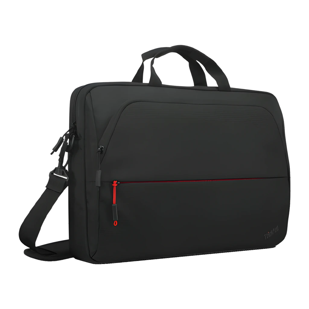 Lenovo Mala ThinkPad Essential Topload 16 polegadas preto, vista frontal: bolso dianteiro com fecho vermelho e pega superior - Item3