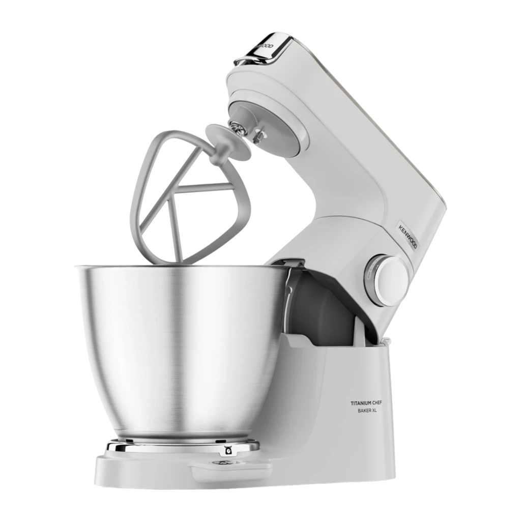 Kenwood KVL65.001WH Titanium Chef Baker XL Blanc, vue latérale: robot pâtissier avec bol en acier inoxydable et bouton de - Ítem3