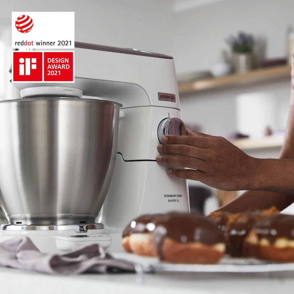 Kenwood KVL65.001WH Titanium Chef Baker XL Blanc, vue latérale: robot pâtissier avec bol en acier inoxydable et bouton de - Ítem5