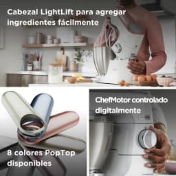Kenwood Titanium Chef Baker XL KVL65 7L gris, caractéristiques: tête LightLift, 8 couvercles PopTop et bouton ChefMotor