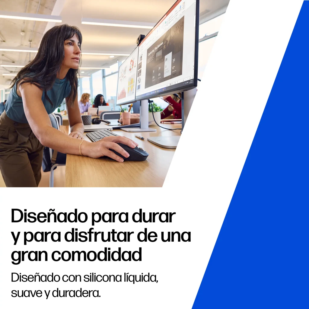 HP Rato sem fios recarregável 705 preto, vista frontal em ângulo: roda prateada, botão central e porta USB-C visível na base - Item5