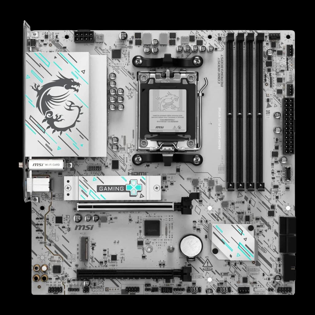 MSI Placa base B840M Gaming Plus WiFi 6E blanc - vue principale