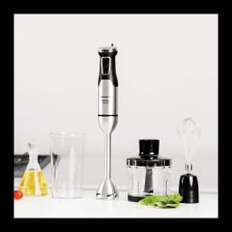 Taurus HBA2300X 2300W acier inoxydable noir, set complet: mixeur, verre, hachoir et fouet sur plan de travail