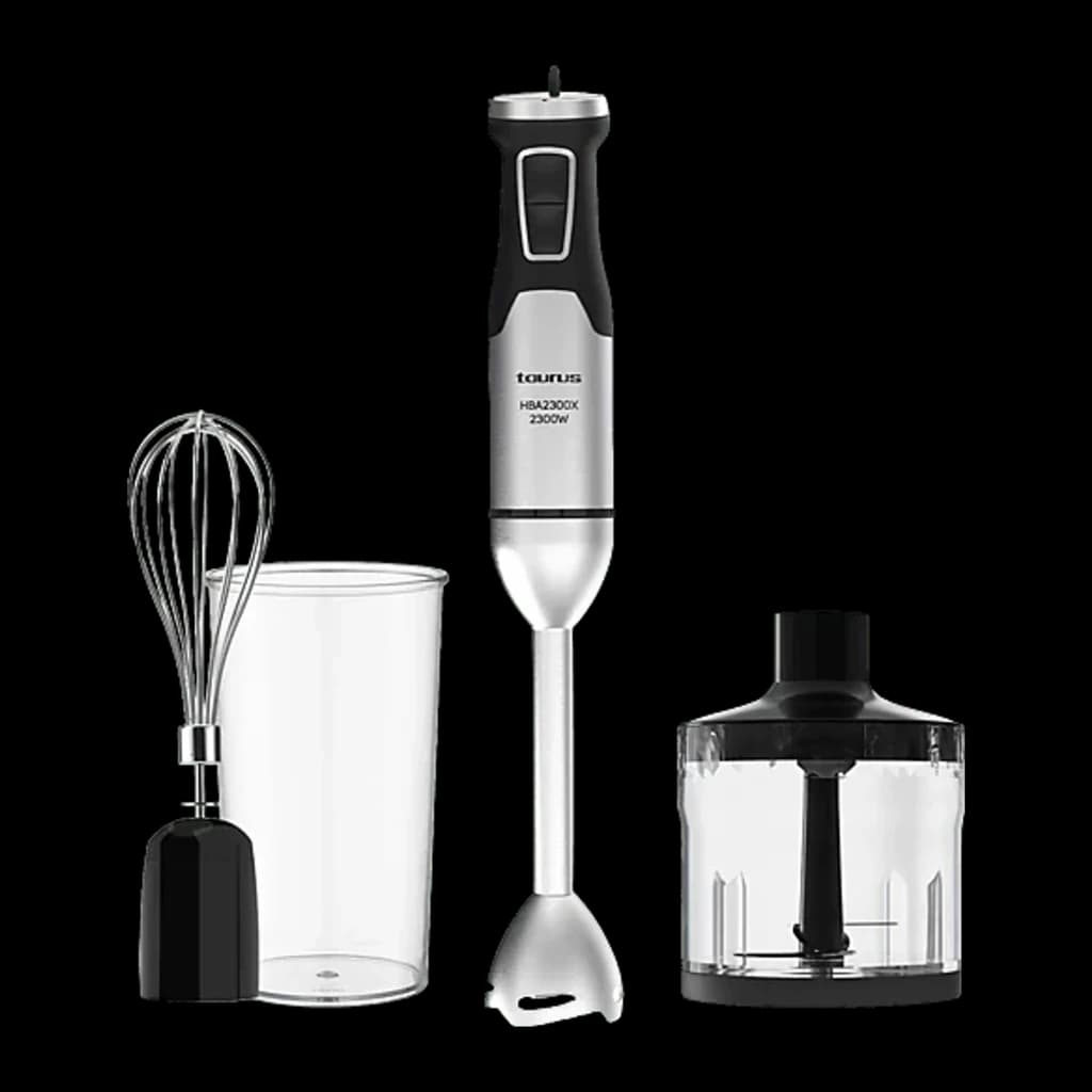 Taurus HBA2300X 2300W acier inoxydable noir, set complet: mixeur plongeant, fouet, verre doseur et hachoir