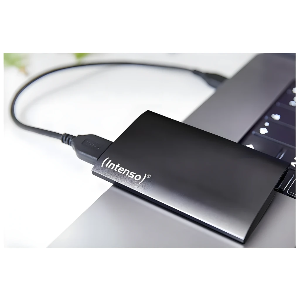 Intenso SSD Portátil Premium 1TB preto, vista frontal: carcaça mate com logótipo branco vertical - Item3