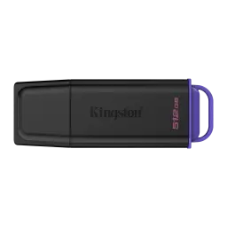 Kingston DataTraveler Exodia G2 512GB negro/morado, vista lateral: cuerpo negro con logo Kingston, capacidad 512GB y anilla