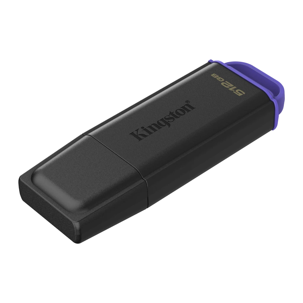 Kingston DataTraveler Exodia G2 512GB noir/violet, vue latérale: corps noir avec logo Kingston, capacité 512GB et anneau - Ítem1