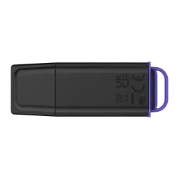 Kingston DataTraveler Exodia G2 512GB negro/morado, vista trasera: cuerpo negro mate con iconos de certificación y anilla
