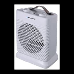 Blaupunkt Chauffage soufflant 2000W Blanc, vue latérale: grille frontale, poignée marron supérieure et boutons rotatifs