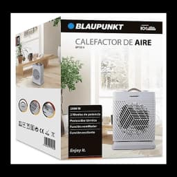 Blaupunkt Chauffage Air 2000W Blanc, boîte: emballage avant avec produit, grille et caractéristiques visibles