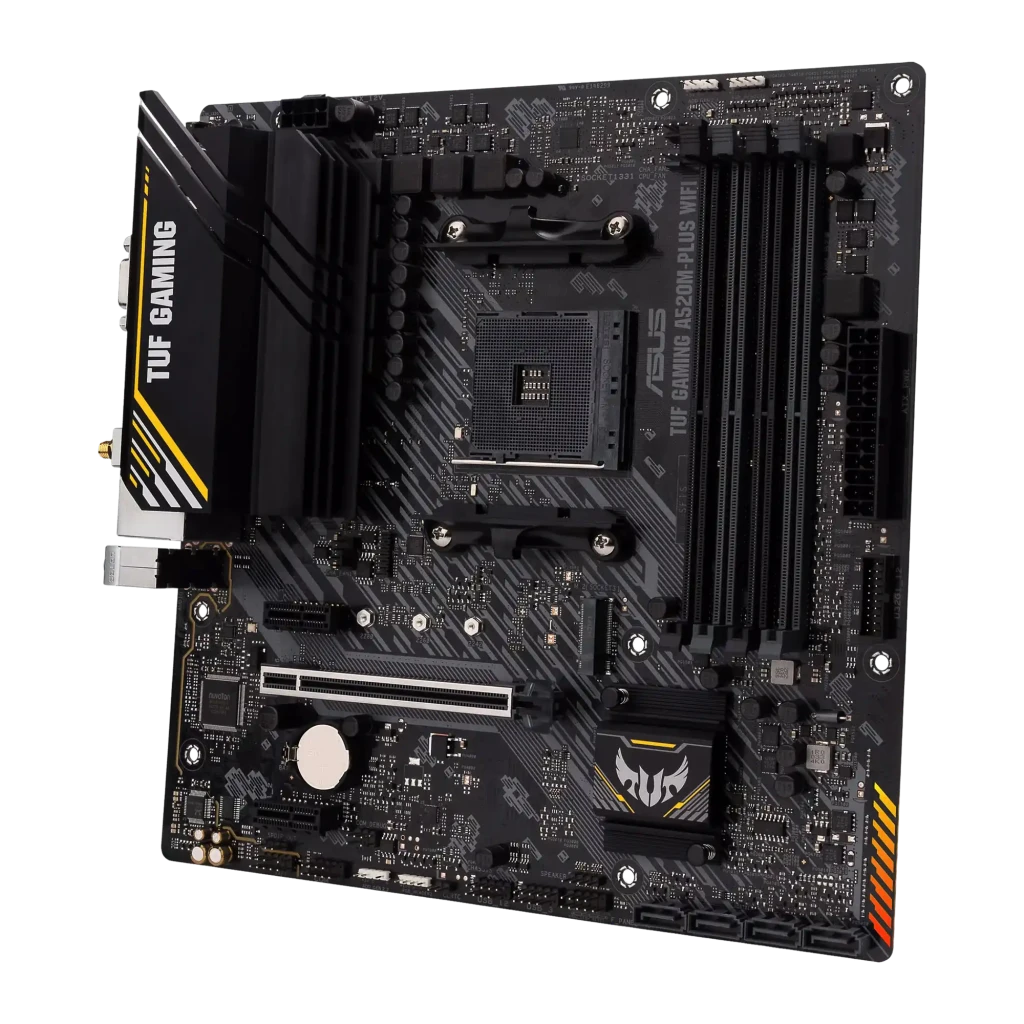 ASUS TUF Gaming A520M-Plus WiFi, conteúdo da caixa: placa-mãe, caixa do produto e antena WiFi externa - Item2