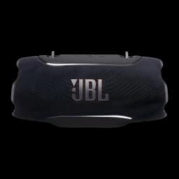 JBL Xtreme 5 130W Preto, vista frontal: grade têxtil com logo JBL e botões de controlo na parte superior